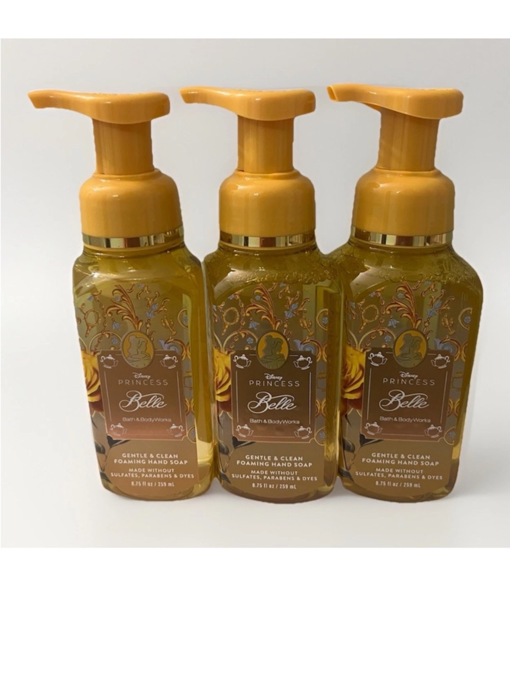 Bath & Body Works Disney Princess Belle Foaming Hand Soap, Set of 3, New